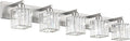 Aipsun Brushed Nickel Bathroom Lighting Fixtures 5 Light Vanity Light Crystal Modern Bathroom Vanity Light (Exclude Bulb)