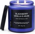 BlackBerry Vanilla Musk Home Scented Candles, 13oz Organic Soy Wax, 76-Hour Clean Burning, Natural Non-Toxic, Fruity & Warm Sensual Scent for Relaxation, Aromatherapy Housewarming Candle Men Women