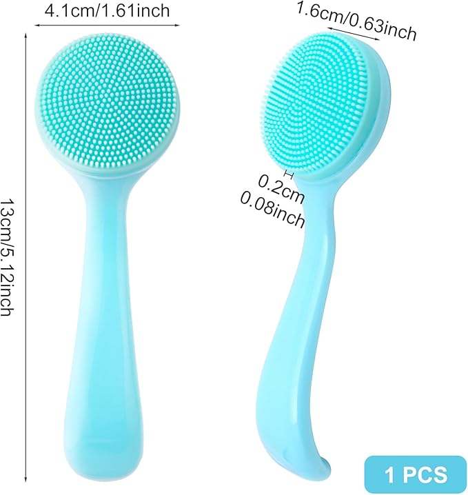 HINZIC Silicone Manual Facial Cleansing Brush, Skin Friendly Waterproof Face Cleaning Scrubber Exfoliator Cleanser for Blackheads Whiteheads Makeup Residues Removal- Blue