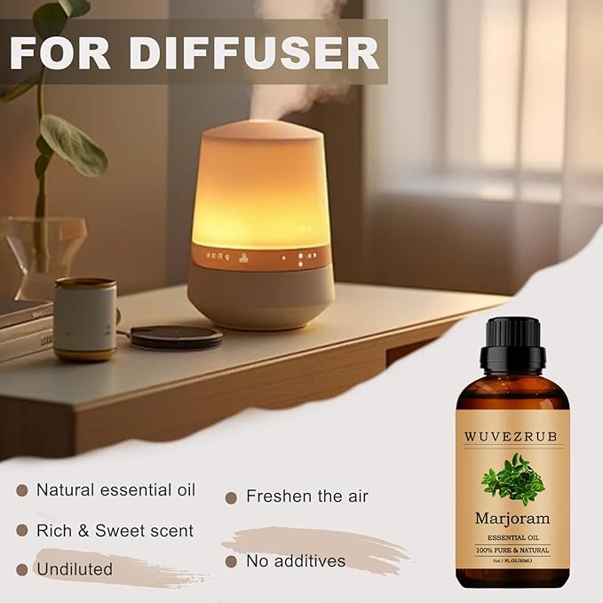 Marjoram Essential Oils, 30ML Pure and Natural Essential Oil for Aromatherapy Diffuser - Marjoram /1 Fl Oz