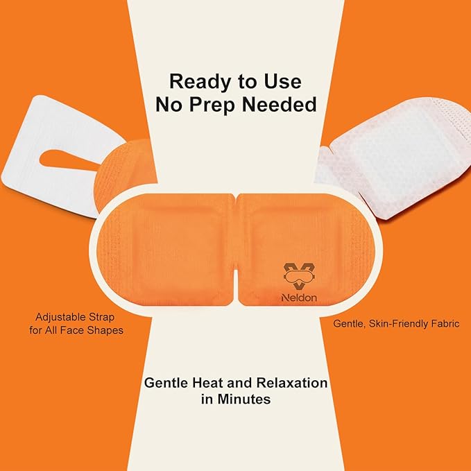 Neldon 20 Pack Steam Eye Mask Disposable, Self Heating Heated Warm Compress for Dry Eyes, Self-Warming Eye Pad for Sleep Travel Spa, Relaxation Gift for Women Men
