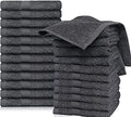 QUBA LINEN Hotel & Spa 100% Cotton Washcloths Pack of 24, Ultra Soft, Quick Dry, Lightweight, Highly Absorbent, Perfect for Face, Hands, Spa, Gym, Hotel, Resort & Daily Use (Grey - 12" x 12")