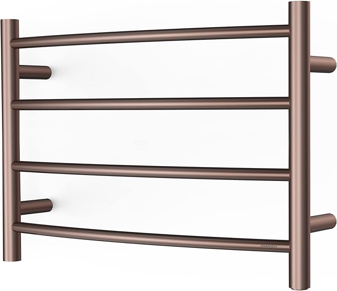 Towel Warmer ORB for Bathroom Wall Mounted Bath Towel Heater Plug-in Electric Heated Towel Rack Stainless Steel Curved Round Oil Rubbed Bronze Drying Rack ETW29 40W 16.54x23.62x5.51 inches