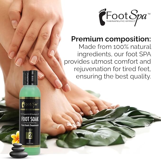 FOOT SPA - Foot Soak, Cleanses, Softens, and Refreshes - Made with Eucalyptus and Peppermint Oil – 4 Oz