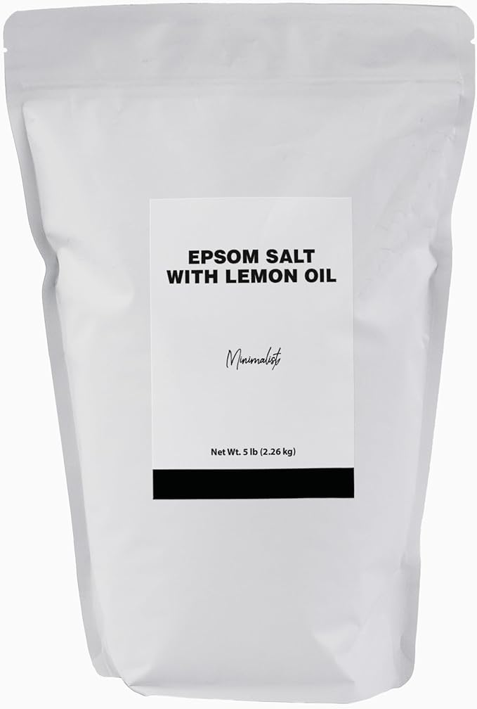 Minimalist Epsom Salt with Lemon Oil, Perfect for Scented Baths and Foot Soaks, Packaged for Convenience in a Refillable Bag (80 Ounce)