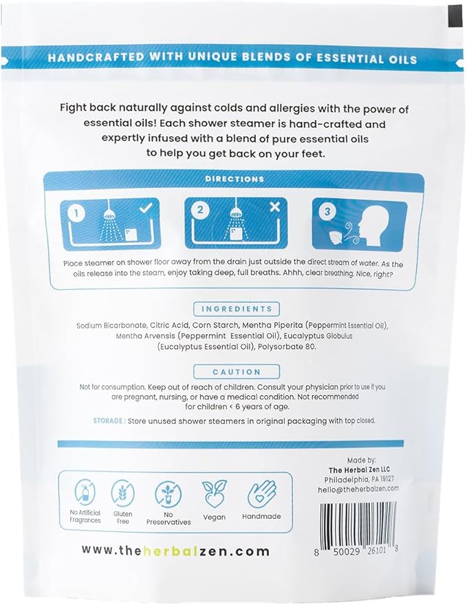 Cold Kicker Shower Steamers Aromatherapy for Relief - USA Made - Peppermint & Eucalyptus Shower Bomb Tablets - Mothers Day Gift for Mom - Soothing Natural Essential Oils (10 Pack)