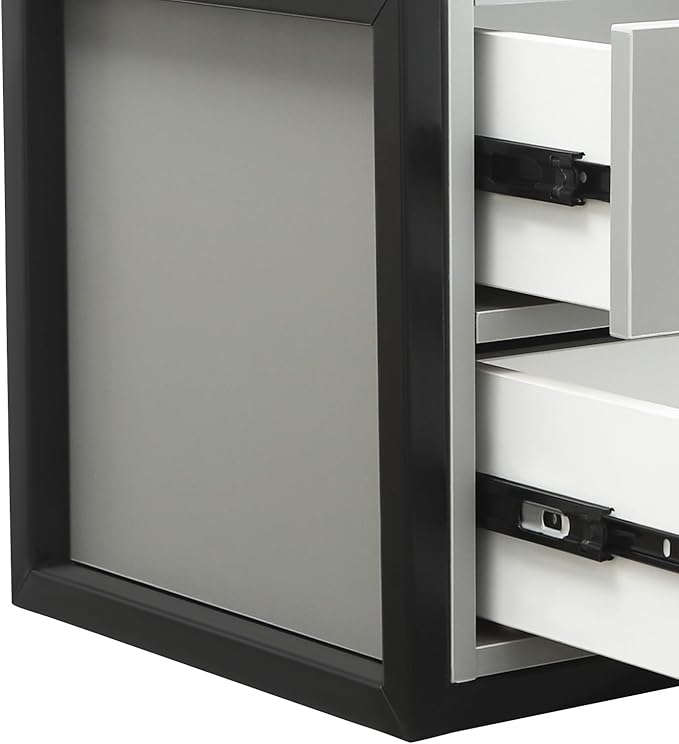 Salon Cabinet, Salon Storage Organizer with 2 Drawers, 110.23Lbs Load Capacity Salon Wall Cabinet, Hanging Styling Station Equipment for Spa, Barber Store, Locker Room, Bathroom (Black＋Grey)