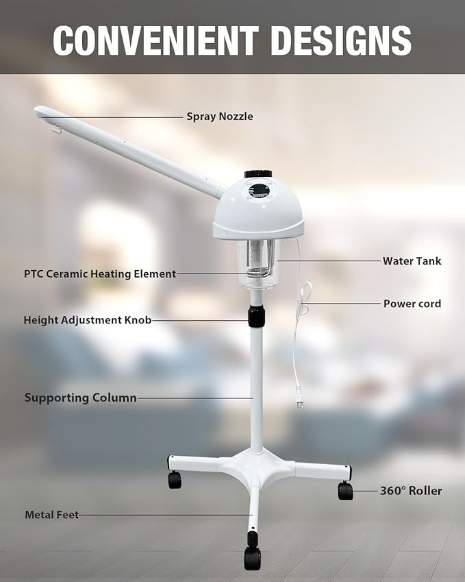 Professional Facial Steamer with Hot Ozone Function—Ideal for Estheticians and Beauty Professionals, for Use at Home or in the Salon