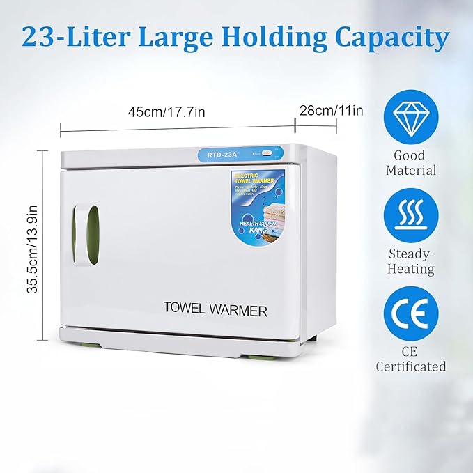 Hot Towel Cabinet 23L, Hot Towel Warmer Cabinet with LED Temperature Display, Extra Large Capacity Heater for Spa, Massage, Salon, Home Use (White 23L)