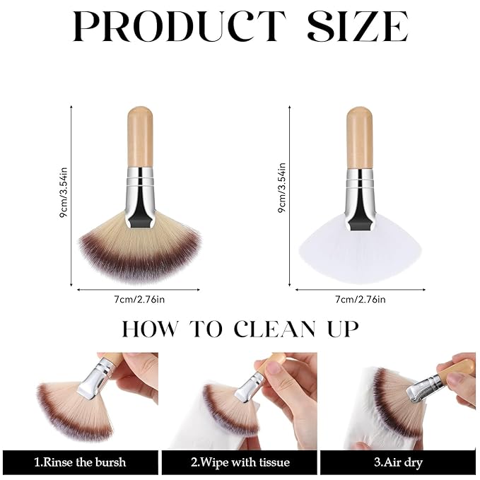Thinp 4 Pcs Facial Brushes Esthetician Facial Brush Fluffy Fan Brushes Face Soft Bristle Highlighting Blush with Short Handle for Women Girls Loose Powder Blush