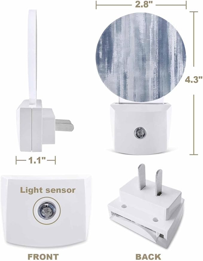 Night Lights Auto Sensor Blue Abstract Graffiti Night Light Art Painting Round Lamp Plug-in LED Nightlights Dusk to Dawn for Living Room Bedroom Bathroom Hallway Wall Decor