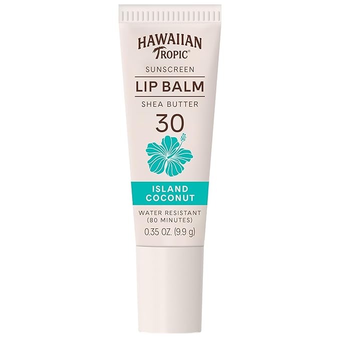 Hawaiian Tropic Lip Sunscreen SPF 30, Island Coconut | SPF Lip Balm, Beach Essentials, Travel Size Sunscreen for Lips, 0.3 oz