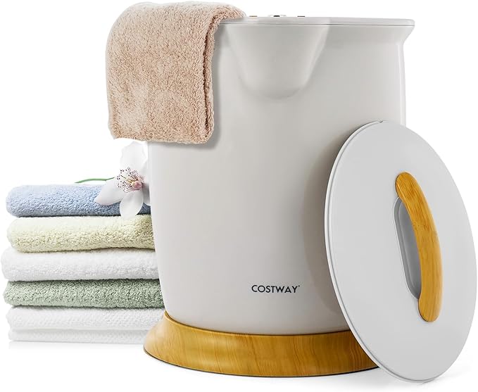 COSTWAY Bucket Style Towel Warmer, Fragrance Holder, Fits up to Two 40” x 70” Oversized Towels, Bathrobes, Blankets, Auto Shut Off, Luxury Towel Warmer for Bathroom, Spa