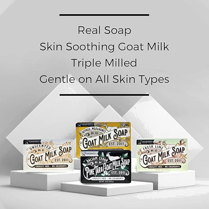Legend's Creek Farm Goat Milk Soap - Triple Milled Moisturizing Bar for Hands and Body - 9 Oz Creamy Lather, Nourishing, Natural Soap for Sensitive Skin (Balsam Cedar & Pine Tar, Pack of 1)