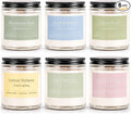 PELN Scented Candles for Women, Spring Summer 6 Pack Soy Wax Aromatherapy Candles, Lemon Verbena, Coconut Lime, Sea Salt Breeze, Citrus Basil, Eucalyptus Mint & Cherry Blossom