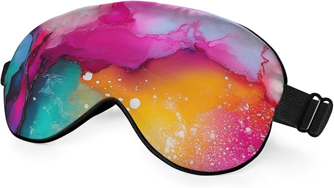 Abstract Marble Silk Eye Mask Sleep Mask Fluid Colorful Painting Artwork Texture Eye Mask with Adjustable Strap Lightweight for Women Work Travel Night Sleep