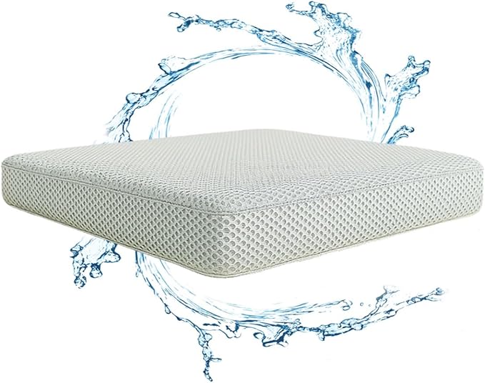 Shower Seat Cushion,Thickened Shower Chair Cushion 4D Air Fiber Material,Machine Washable and Fast Drying Suitable for Shower Seats Bathtub Baths, Poolside Scenes，Light Gray