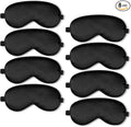 BBTO 8 Pcs Sleep Mask, Silk Eye Mask for Sleeping with Adjustable Strap, Blackout Sleeping Eye Blindfold Soft Silk Mask for Men Women Adults (Black)