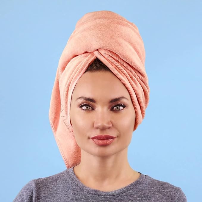 Sleek'e Sleeke Microfiber Hair Drying Towel - Pink, Quick Drying Hair Towel, Reduces frizz, Super Absorbent