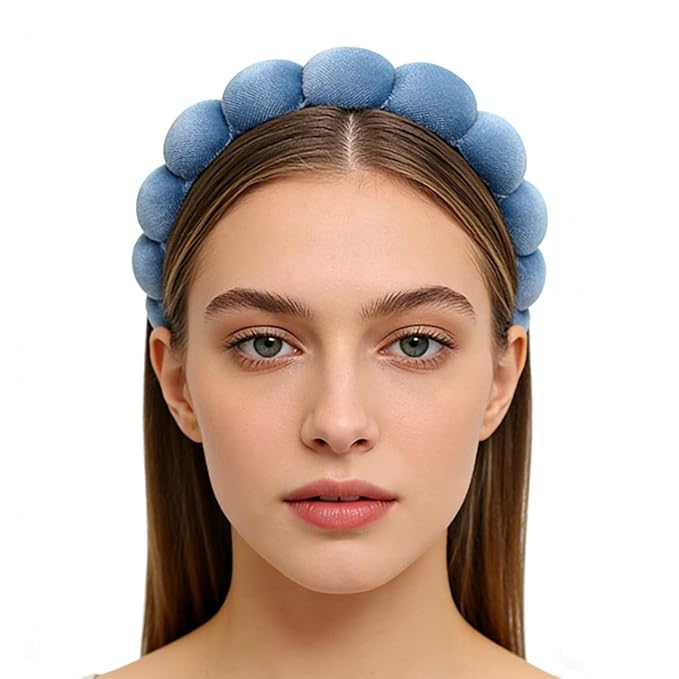 Headbands Women Hair Head Bands, Padded Fabric Hair Bands Wide Velvet Non Slip Headband Hair Accessories for Women Girls, Blue