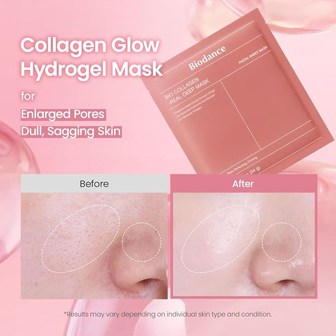 BIODANCE Bio-Collagen Real Deep Mask, Hydrating Overnight Hydrogel Face Mask, Pore Minimizing, Plumping, Elasticity Improvement, Korean Skin Care, Mothers Day Gifts | 1.19oz(34g) x 16ea