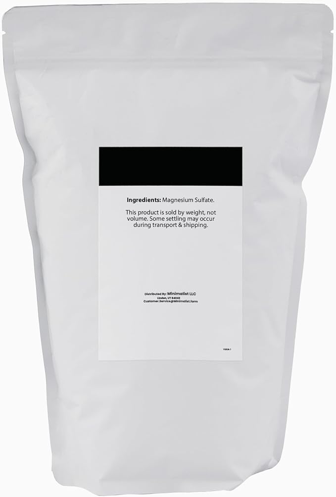 Minimalist Epsom Salt, Magnesium Sulfate, Ideal for Baths, Packaged for Convenience in a Refillable Bag (5 Pound)