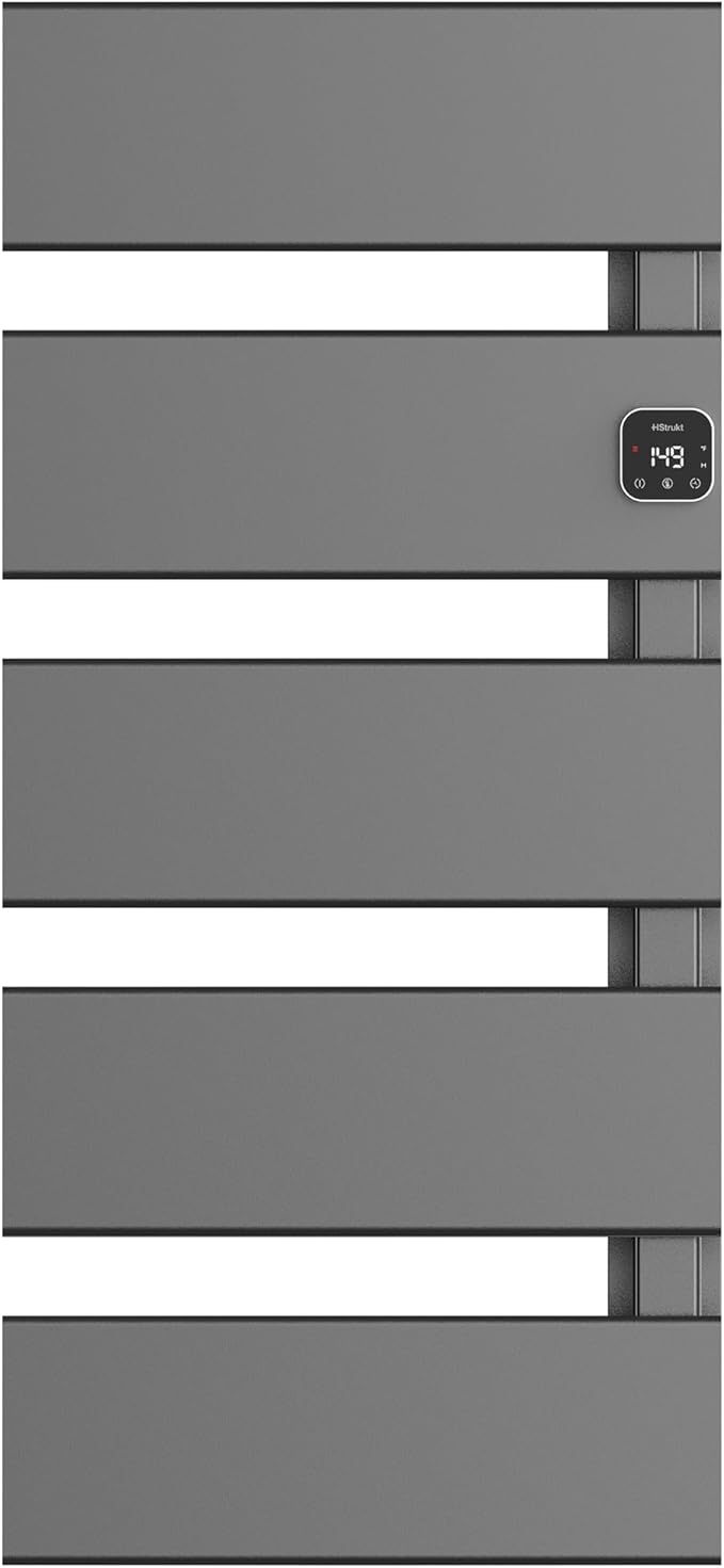Electric Towel Warmer, Heated Towel Rack with Thermo Control and Timer, Fast Heating Towel Rail for Bathroom with Memroy Function, Work with Smart Plug, Right-Wiring, 5 Panel, Gun Gray