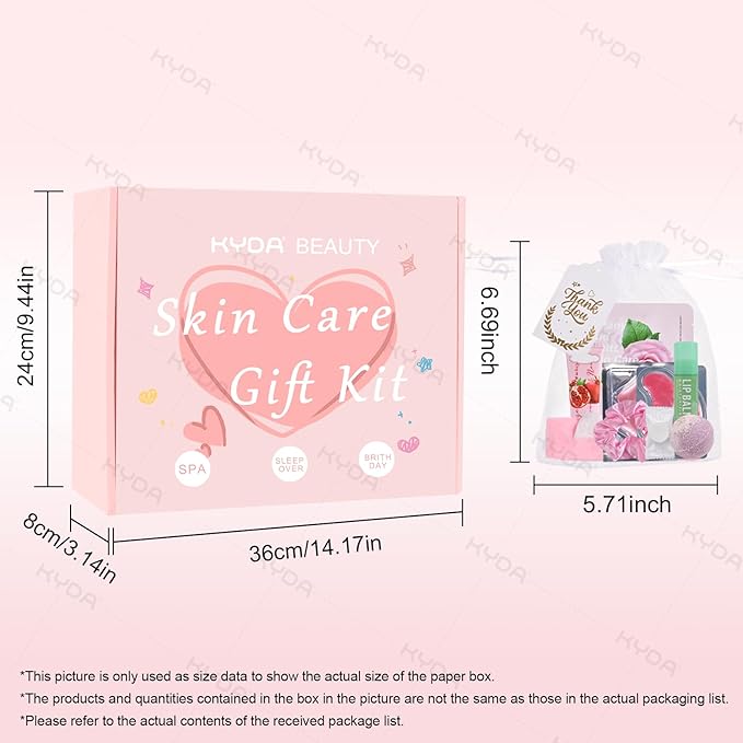 KYDA 132PCS SPA Party Supplies for Women, Include Face Masks, Hand Cream, Lip Balm, Under Eye Patches, Lip Mask, Foot Bath Bomb, Hair Tie and Hair Band, Spa Birthday Sleepover Party Supplies for Girl