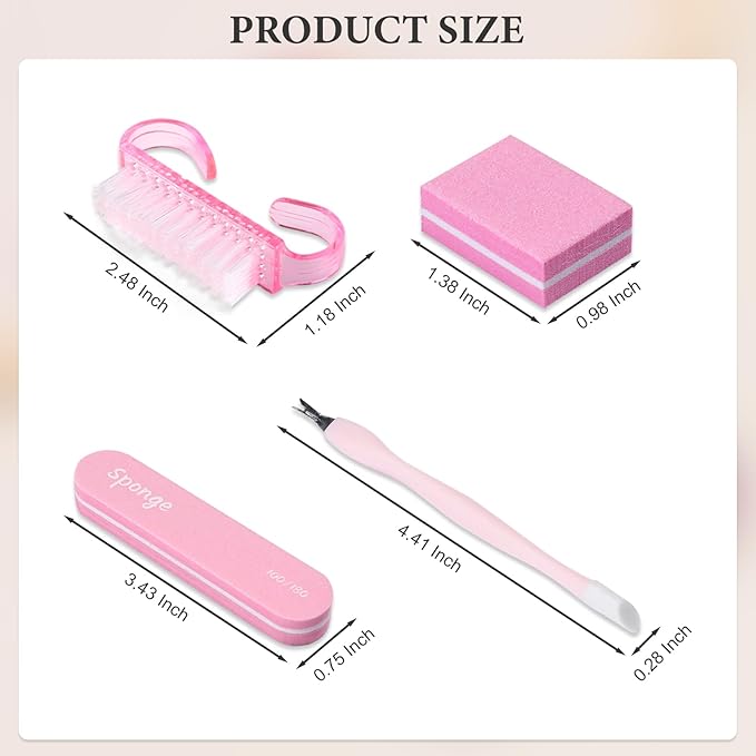 SUTOKAKA 10 Sets Disposable Manicure Prep Kit for Travel Home Salon, Individually-Packed 4 in 1 Pedicure Kit, 100/180 Grit Nail File, Mini Buffer, Cuticle Trimmer Pusher & Handle Grip Brush