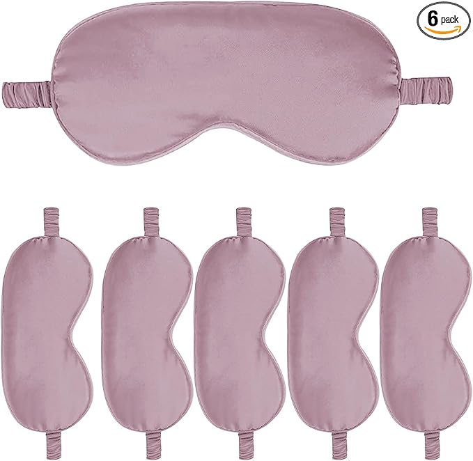 6PACK Silk Sleep Mask Satin Eye Masks Blackout Silky Eyeshade Cover Soft Blindfold Eyeshades for Women Sleeping Travel Gift