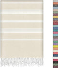 EPHESUS TOWELS Turkish Beach Towel - 38x70 inch Oversized - Sultan Design - Turkish Towel for Beach, Bath, Pool, Gym, Yoga - Prewashed, Lightweight, Quick Dry (Natural Ecru, Sultan)