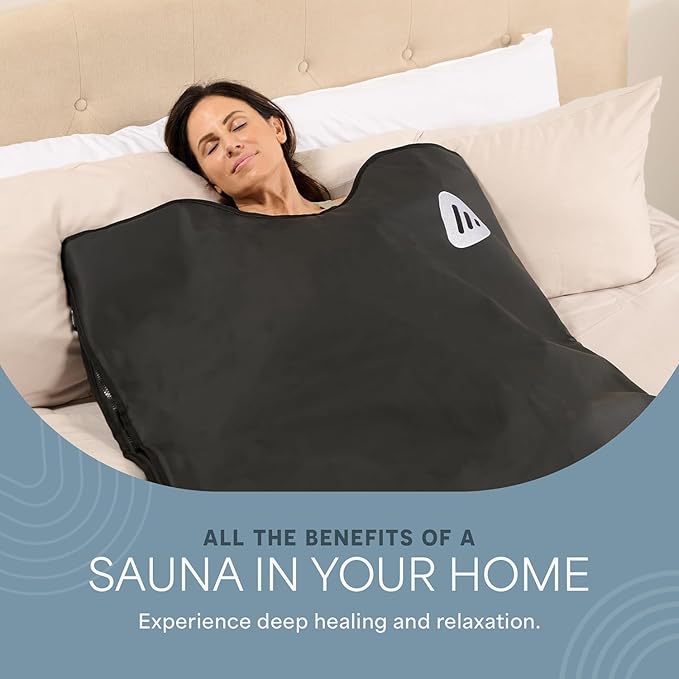 LifePro RejuvaWrap Infrared Sauna Blanket for Detox & Relaxation – Low EMF Carbon Fiber Heating, 9 Temp Levels, 5 Colors – Portable Sauna Blanket Infrared with Waterproof Interior & Carry Bag