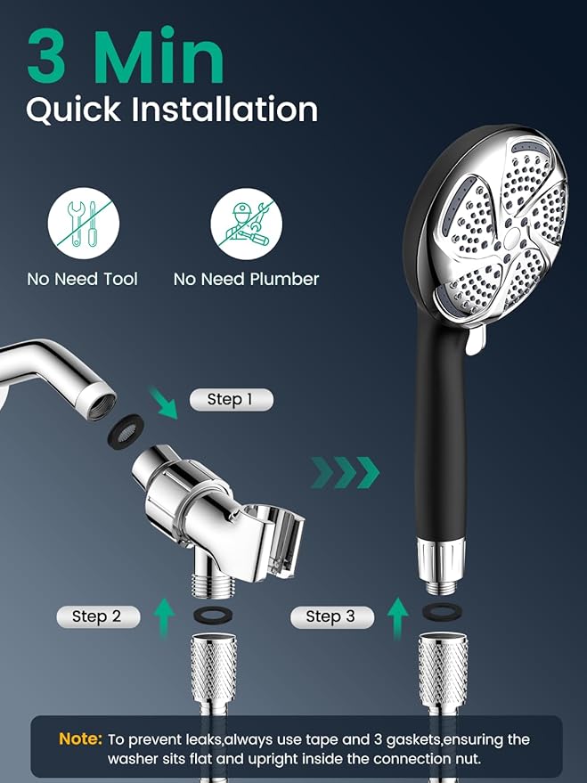 Filtered Shower Head with Handheld, High Pressure 7 Mode, Anti-clog Nozzles, Built-in Power Wash to Clean Tub, Shower Head with Filters for Hard Water, Remove Chlorine - Reduce Dry Itchy Skin
