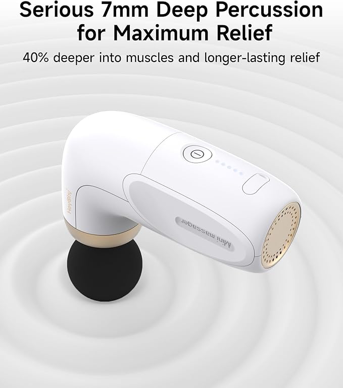 HEYCHY A1 Super Mini Massage Gun, Percussion Deep Tissues Muscle Massager, Travel Massage Gun, Compact Sports Massager, Portable Handheld Massager for Office Gifts for Him/Her, Home, Athletes(White)