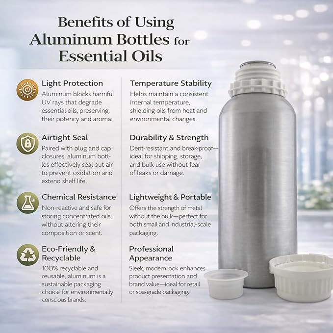 Rosemary Essential Oil - 16 fl oz (473 ml) Aluminum Bottle w/Plug Cap – 100% Pure Essential Oil