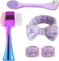 Facial Cleansing Brush 2 in 1Double-Sided Facial Cleaning Brush with Soft Bristles for Deep Pore Exfoliation, Wash Makeup, Massaging (Blue&Purple5PCS)