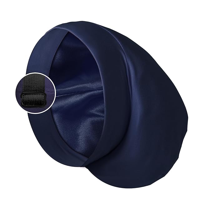 Satin Bonnet Silk Lined Sleep Cap- Adjustable Hair Cover for Women Men Frizzy Hair Night Cap Patients Care