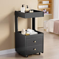 Salon Trolley Cart, Esthetician Cart with 2 Drawer & 2 Trays, 2 Lockable Wheels Hair Styling Station, Tool Organizer Storage Cabinet for Beauty Spa Barbershop, Black