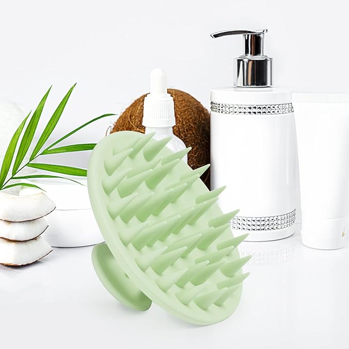 Meartchy Silicone Scalp Massager Shampoo Brush, Scalp Scrubber for Hair Growth (Grass Green)