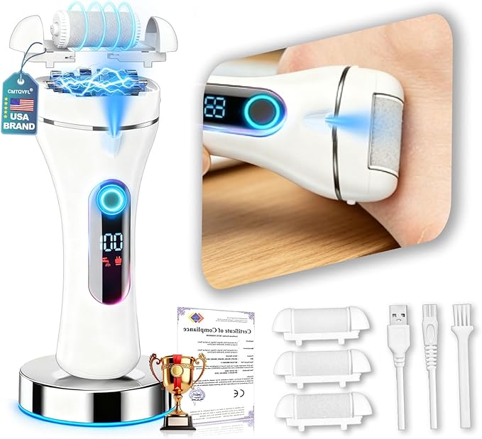 9.0 Upgrade Electric Foot Callus Remover CMTQVFL -【Removes 99.99% of Calluses in 2 Minutes】Professional Foot Callus Remover IPX7 Waterproof Electric Callus Remover for Feet Hard Care Dead Cracked Skin