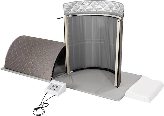 ZONEMEL Personal Infrared Sauna Dome for Home Spa, 360 Degree Coverage Lying Down Hot Carbon Sauna, Portable Full Body Sauna with Pillows and Mat, Dry Heat