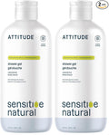 ATTITUDE Body Wash for Sensitive Skin with Oat, EWG Verified, Dermatologically Tested, Vegan, Extra Gentle, Unscented, 16 Fl Oz (Pack of 2)