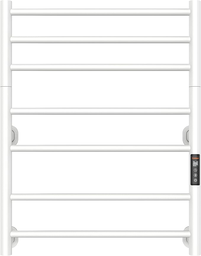 Foldable Heated Towel Rack, Dual-Zone Electric Towel Warmer Rack with Timer, GFCI Plug-in or Hardwired, Wall-Mounted, Drill-Free Installation, Matte White, CA3-700X550-Standard-MW