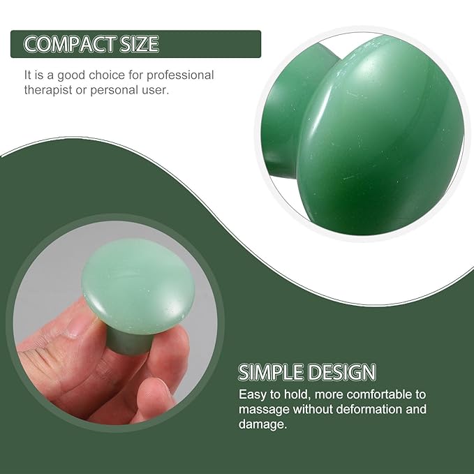 Gatuida 2pcs Green Jade Quartz Massage Rollers Stones Small Facial Massaging Jade Boards Mushroom Shaped Gua Sha Tools Beauty Massagers for Face