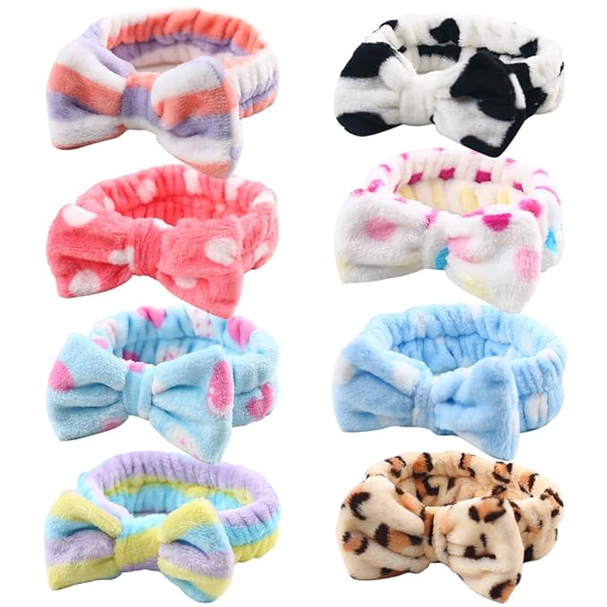 3 otters 8-Pack Spa Headband, Stocking Stuffers for Women Teen Girls, Mom, Girlfriend, Makeup Headband for Washing Face, Skincare, Spa Gifts Basket Party Supplies