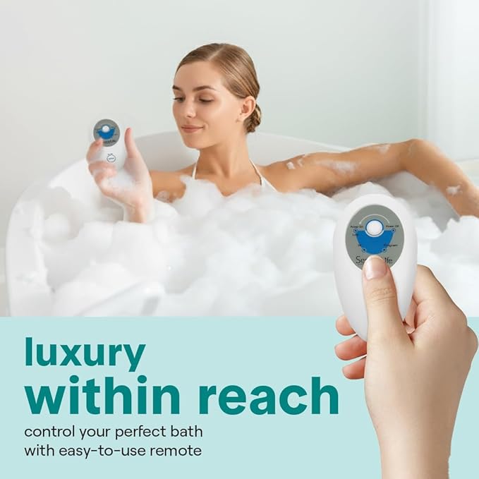 SereneLife Portable Spa Bubble Bath Massager - Relaxing Spa Non-Slip Mat with Suction Cup Bottom, Motorized Air Pump, Adjustable Bubble Settings and Remote Control, 47” x 14.2”