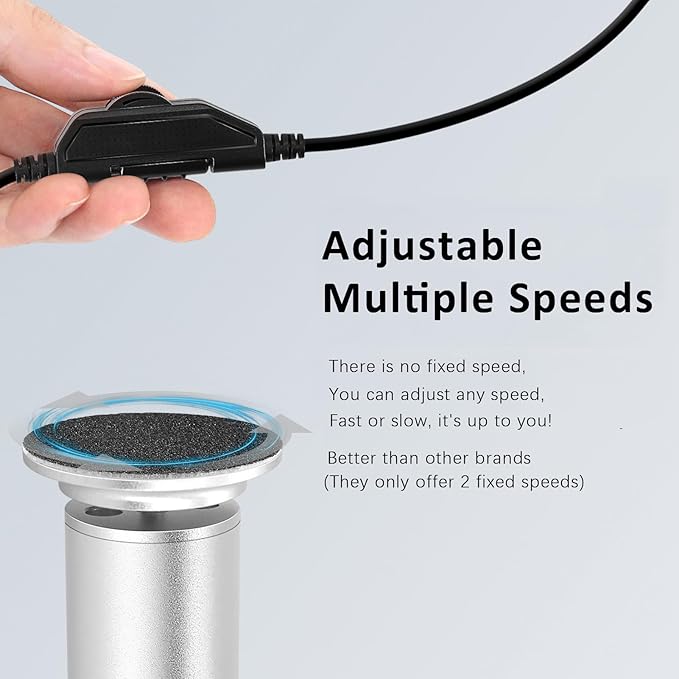 Upgraded Electric Foot Callus Remover 1200rpm, Professional Electric Pedicure Tools Foot Filer Sander for Dead Skin Cracked Heels, Adjustable Speed, 60 Replaceable Sandpaper Discs, FCR-2 Silver