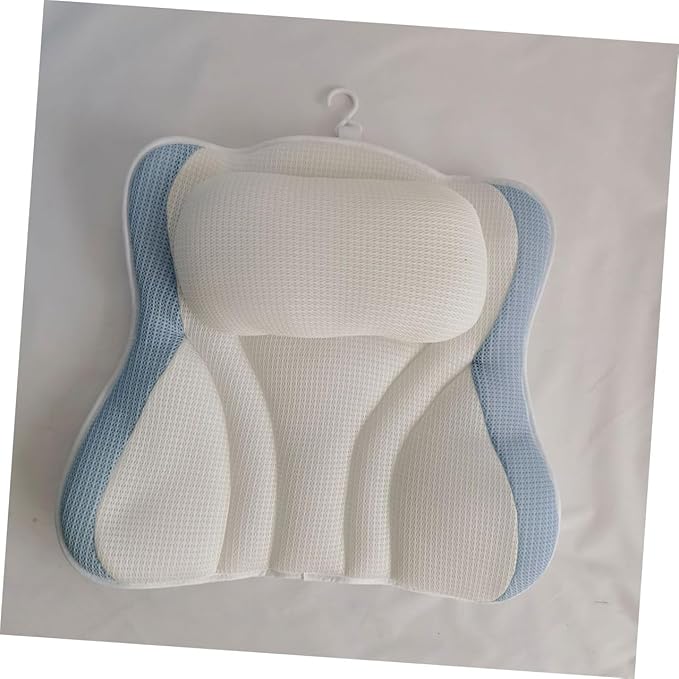 Bath Pillow for Tub with Suction Cups, Mesh Bath Neck Pillow 48x42x10cm, Non-Slip Breathable Spa Headrest for Relaxing Bathing Experience