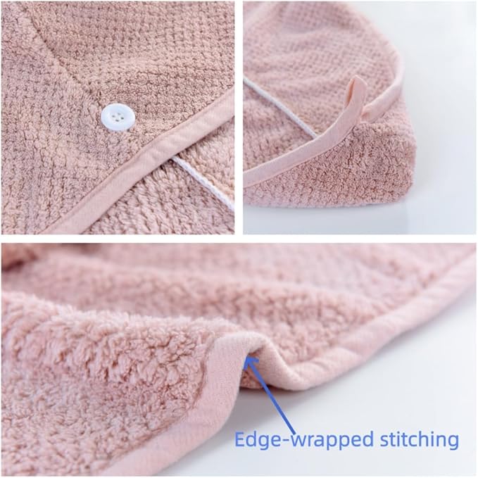 2 Pack Microfiber Hair Towel Wrap for Women,Super Absorbent Hair Drying Towel- Quick Dry,Turban for All Hair Style（ Pink &Blue）