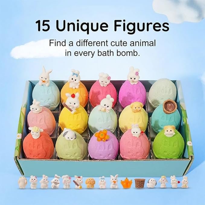 12-Piece Bath Bomb Gift Set for Kids, Bath Bombs for Kids with Surprise Inside, 12 Pack Kid Bath Bombs Gift Set, Organic Colorful Bubble Bath Fizzy Ball, Fun Educational Toy Fizzy (#G(15PC))